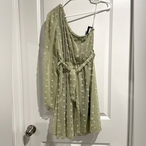 One Shoulder Green Cocktail Dress